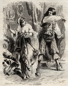 O Marquês de Montespan, Louis Henri (Louis-Henri) de Pardaillan de Gondrin (1640-1691), esbofeteou sua esposa, a Marquesa de Montespan (Françoise Athenais) por Rochechouart Mortemart (ou Madame de Montespan) (1640-1707), pois ela se recusou a ele por ordem de French School