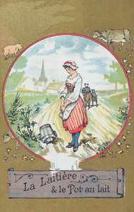 A Dama de Leite e o Seu Pagamento (cor litho) de French School