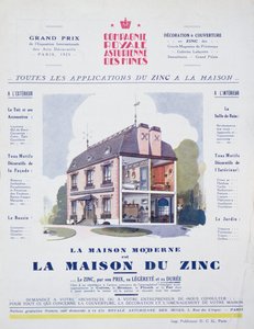 The Modern House é uma casa de zinco, anúncio da revista LArt Menager, maio de 1927 de French School
