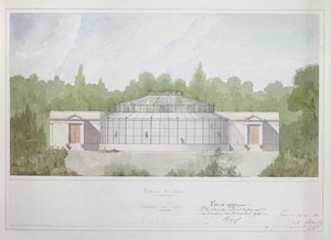 A Casa dos Macacos no Jardin des Plantes em Paris, 1835 (ink & wc on paper) de French School