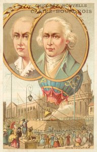 Os Irmãos Montgolfier (chromolitho) de French School