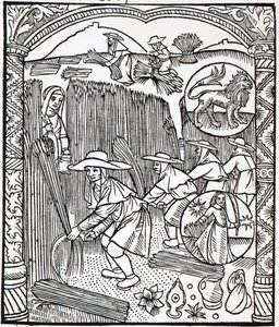 O mês de agosto, de um calendário de pastores, 1496 de French School