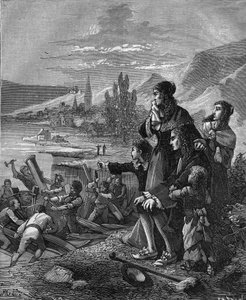Os marinheiros Munden destruíram o "barco a vapor" de Denis Papin (1647-1712), um físico e inventor francês. de French School