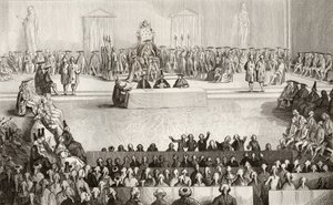 A Assembléia Nacional durante o reinado de Luís XVI (1754-93) de &39;Histoire de France&39; de Colart, publicada em 1840 de French School