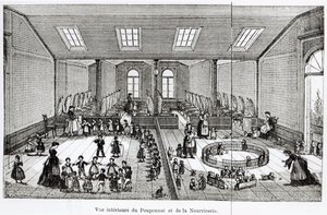O Berçário na Familistery of Guise, da Solutions Sociales de Jean-Baptiste Andre Godin (1817-1888), Paris, 1871 de French School
