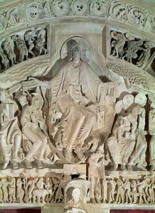 O Pentecostes, do tímpano do portal central, c.1120 de French School