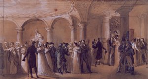 O Peristilo no Teatro Francais, c.1822 de French School
