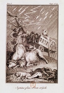 As pragas do Egito: As pragas do gado doente, furúnculos e granizo, da "Bíblia" por Isaac Lemaistre de Sacy (1613-84) de French School