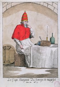 O Papa comendo queijo Roquefort, 1791 de French School