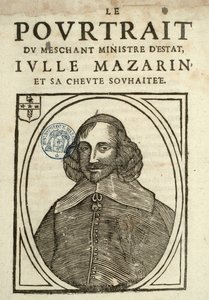 O retrato do malvado Ministro de Estado, Iulle Mazarin e seu desejado demônio, Panfleto Político sob a Funda de French School