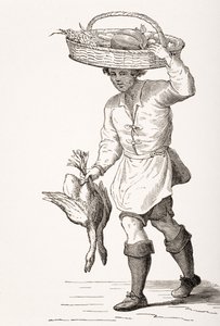 The Poultry Dealer, após uma xilogravura do século XVI de Cesare Vecellio (1521-1601), de "Le Moyen Age et La Renaissance", de Paul Lacroix (1806-84), publicou 1847