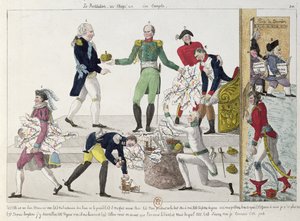 A Restauração ou Império Francês sendo dividido após Waterloo, 1815 de French School