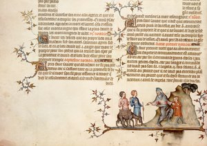 O Sacrifício de Isaac, da Bíblia de Jean de Sy, c.1355 de French School
