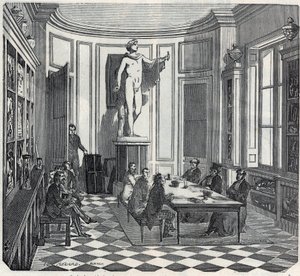 A Escola de Medicina de Paris - um exame na sala de instrumentos - Gravura em "Tableau-de-Paris" de Edmond Texier 1852 de French School