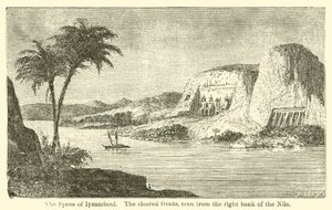 O Speos of Ipsamboul, as frentes limpas, vistas da margem direita do Nilo (gravura) de French School