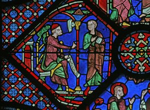 A Janela de St James: O Mago Almoniges (Hermoniges) envia seu discípulo Filetus para St James (w5) de French School