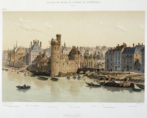 A Torre de Nesles e o Hotel de Guenegaud em 1650 - em "Paris a travessa les idades", no final do século XIX de French School