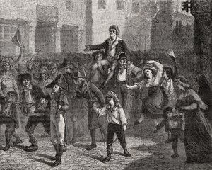 O triunfo de Marat, 24 de abril de 1793, de "História da Revolução Francesa" por Louis Blanc (1811-82) de French School