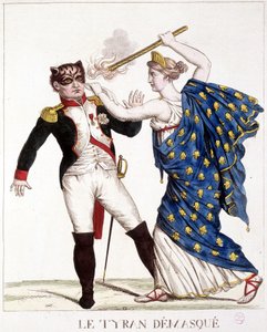 O Pneu Desmascarado - em "Napoleão 1, caricaturas, coleção de bonecos", c. 1814. de French School