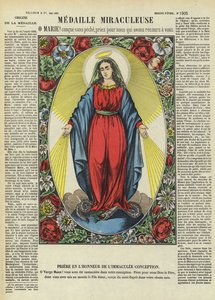 A Virgem Maria e a Medalha Milagrosa (litografia a cores) de French School