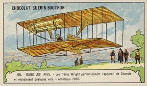 Os irmãos Wright aperfeiçoando a máquina voadora de Octave Chanute e fazendo vários vôos de sucesso, EUA de French School
