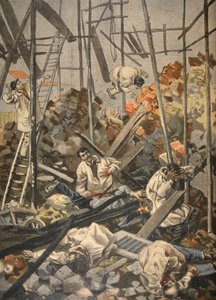 O acidente em Chesnay, ilustração do Le Petit Journal: Suplemento Ilustrativo, 1898 de French School