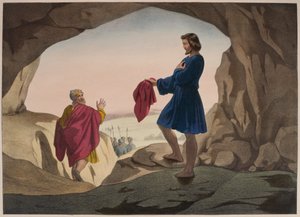 O casaco manchado de sangue de José, ilustração de um catecismo LHistoire Sainte, publicado por Charles Delagrave, Paris, final do século XIX de French School