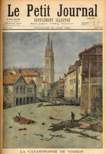 A catástrofe (inundação) da aldeia de Voiron (Isère) França em "Le Petit Journal", 20 de Junho de 1897 (gravura) de French School