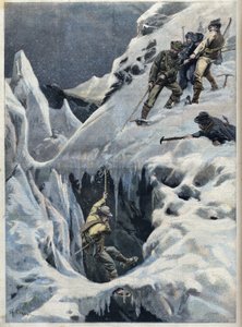 A catástrofe do Monte Branco: a morte de viajantes e seus guias durante sua expedição, em "Le Petit Parisien". de French School