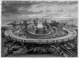 O canteiro de obras da Igreja do Sacro Coeur de Montmartre, em 1886, em "O Mundo Ilustrado". de French School