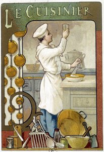 O cozinheiro - Cromolitografia 1900 de French School