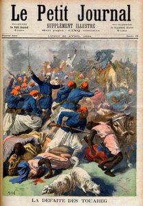 A derrota dos Tuaregue. Tropas coloniais francesas sob o comando do Tenente-Coronel Joseph Joffre (1852-1931) - A Derrota do Tuaregue. Ilustração para Le Petit Journal, 30 de Abril de 1894 (gravura) de French School