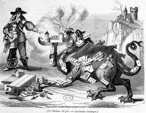 O demónio do jogo - Gravura alegórica francesa de French School