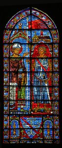 O doador Jean Clement recebe o alferes de St Denis; seus braços abaixo (w116) de French School