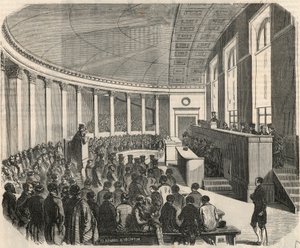 O grande anfiteatro durante um concurso na Faculdade de Direito de Paris - Gravação em "Tableau-de-Paris" de Edmond Texier 1852 de French School