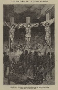 O grande teste dos pedreiros da floresta (gravura) de French School