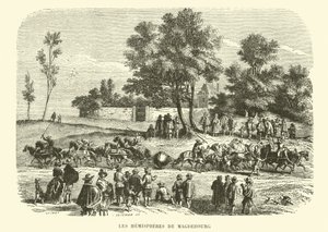Os hemisférios de Magdebourg (gravura) de French School
