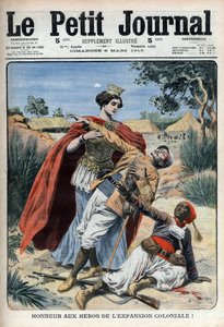 Os heróis do colonialismo (no Norte de África) são homenageados com a gravura alegórica "Le Petit Journal", 6 de Março de 1910 (gravura) de French School