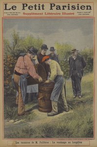 As férias do Presidente Fallieres de França: a vindima em sua casa na aldeia de Loupillon (cor litho) de French School