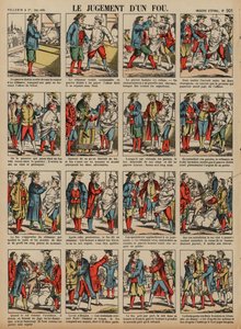 O julgamento de um louco (gravura colorida) de French School