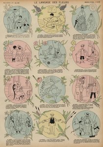 A linguagem das flores (gravura colorida) de French School