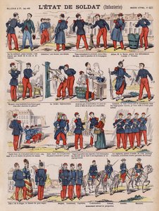 A vida de um soldado de infantaria francês (cor litho) de French School