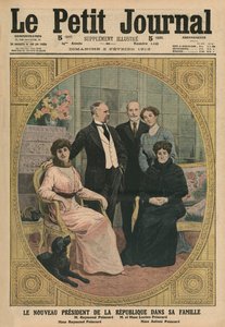 O novo Presidente da República Francesa, Raymond Poincaré, com a sua família, ilustração da capa do &39;Le Petit Journal&39;, suplemento ilustrado, 2 de fevereiro de 1913