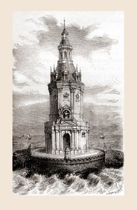 O farol Cordouan original do século XVII, perto da foz do estuário da Gironda na França, de 