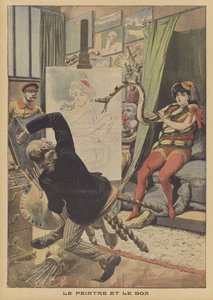 O pintor e a jibóia (cor litho) de French School