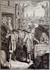 A negociação perfeita (conclusão de uma marcha sobre um porto no século XVIII) - frontispício de uma obra de Jacques Savary de French School