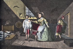 O piedoso alfaiate apanhado em adultério. Gravado por Cabbage de 1768 em "Lire Et Galanterie". Coleção semanal de Galantes Imagens na direção de John Grand-Carteret. 1903-1904. de French School