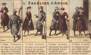 A progressão do amor (cor litho) de French School