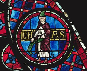 O profeta Jonas, detalhe da janela rosa norte, envidraçada em 1234 de French School