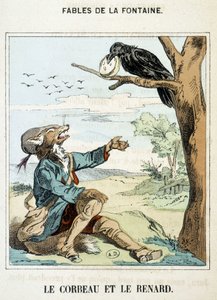 O corvo e a raposa - em "Fábulas" de La Fontaine de French School